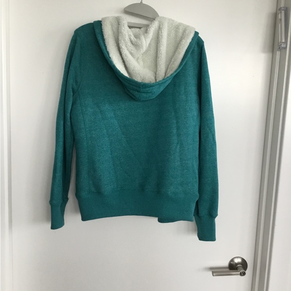 Faded Glory Jacket Coat Green Hoodie White Faux Fur Size Medium $30 - Picture 7 of 13